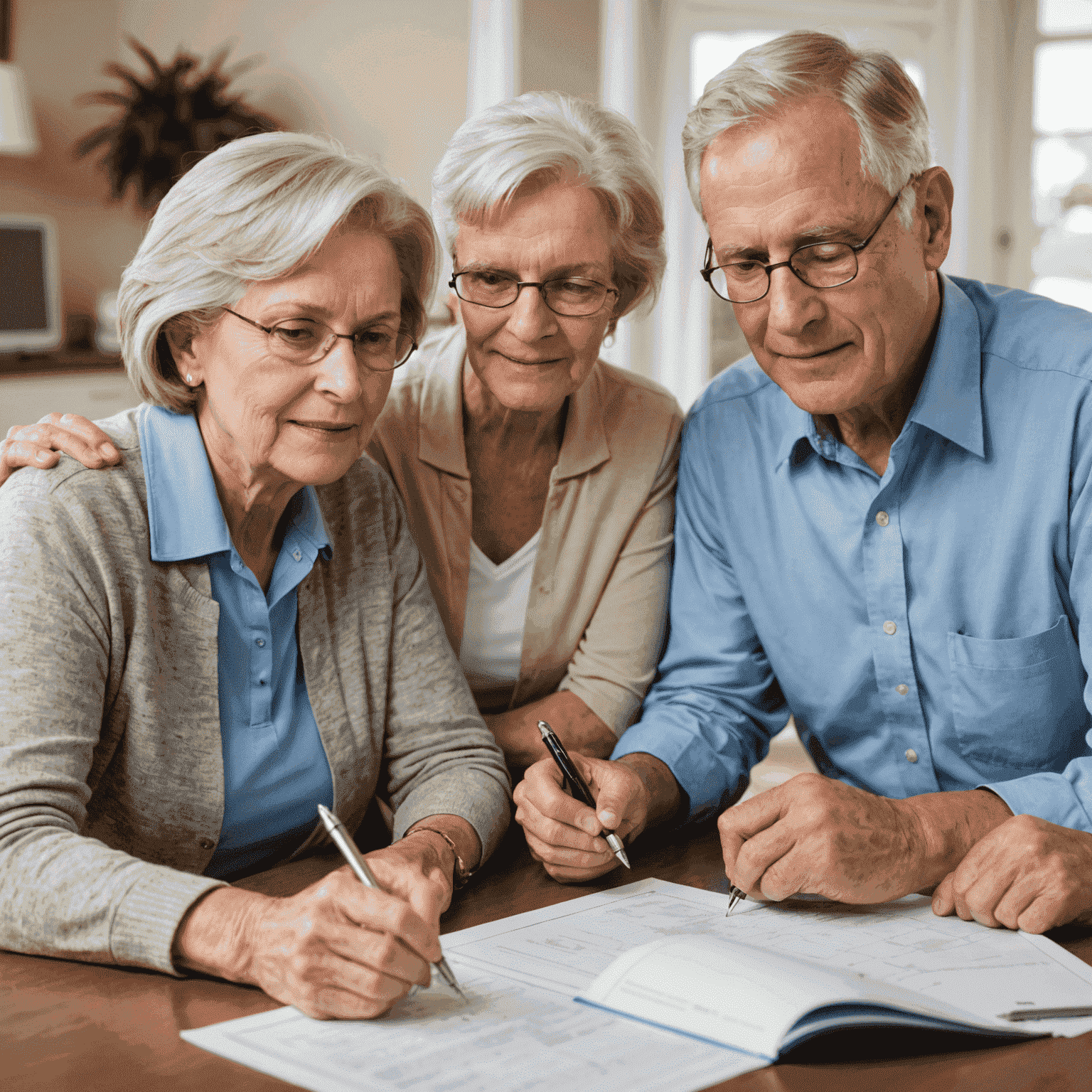 A senior couple reviewing their retirement plan with a financial consultant